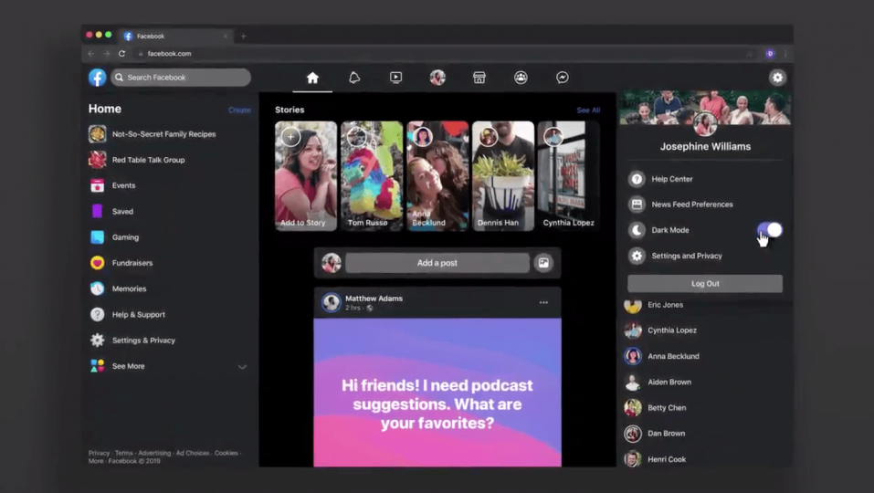 Giao diện mới của Facebook với Dark Mode sẽ có trong đầu năm 2020