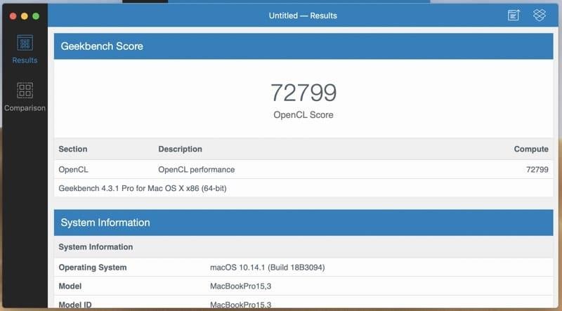 Lộ diện điểm số sức mạnh của MacBook Pro 2018 trên Geekbench