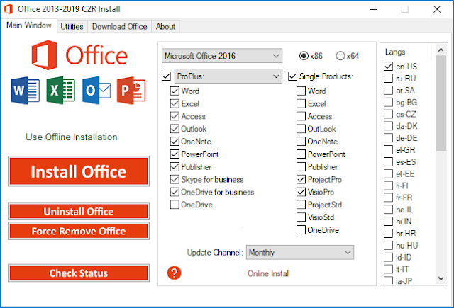 Phần mềm cài đặt Office 2013-2019 C2R v7.06 + Lite