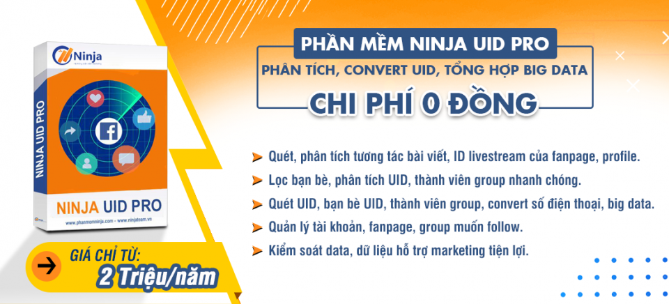 Phần mềm Ninja UID Pro – Phân tích, Convert UID, BIG data facebook