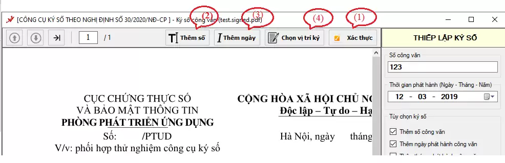 Công cụ ký số theo Nghị định 30/2020/NĐ-CP